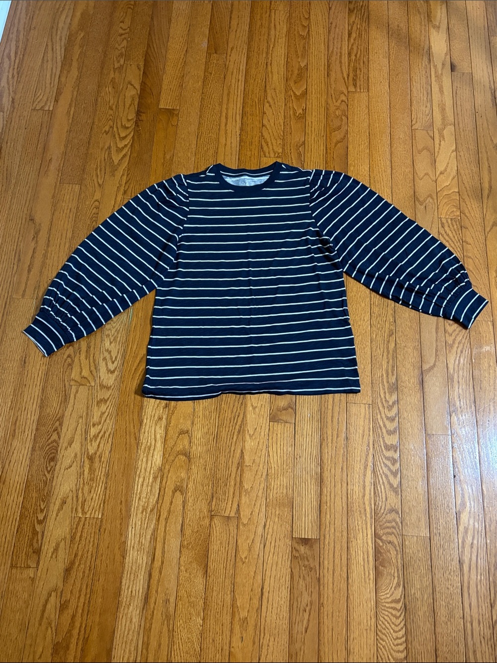 Striped Navy and White Long Sleeve Crewneck Tee